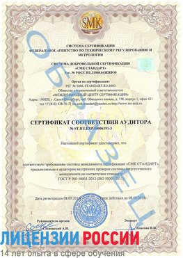 Образец сертификата соответствия аудитора №ST.RU.EXP.00006191-3 Соликамск Сертификат ISO 50001
